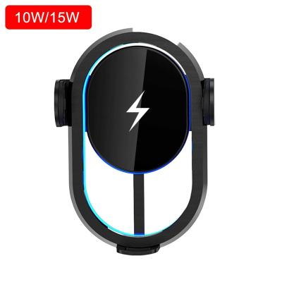 China 3 Axis Car Wireless Charger 10W/15W Qi Wireless Charger+CNG glass+LED Sensor Air Vent Light Wireless Phone Holder Fast Charging Auto Fix for sale