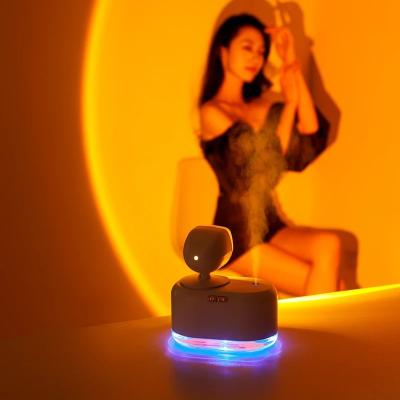 China 300ML Car Mini Portable Wireless Air Humidifier USB Rechargeable Mist Fogger Maker with Rotate Romantic Sunset Light for sale