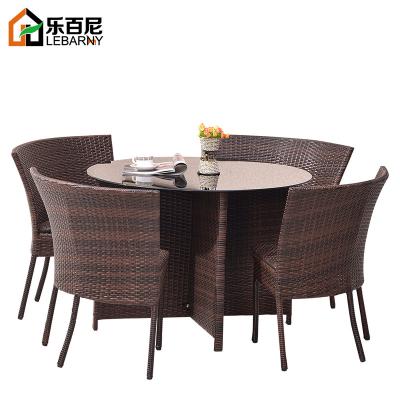 China Modern outdoor rattan chair five-piece set chair hotel clubhouse round table balcony yard rattan table leisure combo for sale