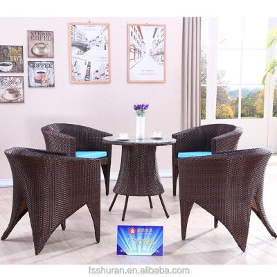 China New Model Contemporary Promotional Patio PE Rattan Wicker Dining Outdoor Furniture Set Table Chair for sale