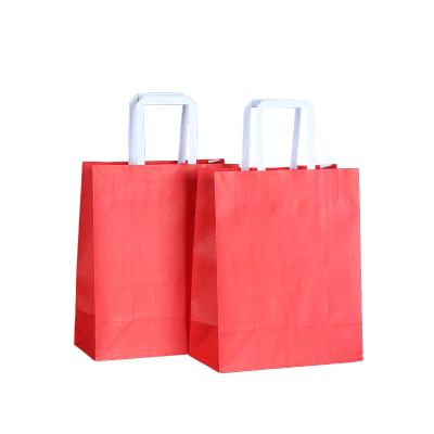 China Recyclable New Design Red Gift Paper Shopping Bag With Handle , Custom Craft Brown Kraft Paper Bag for sale