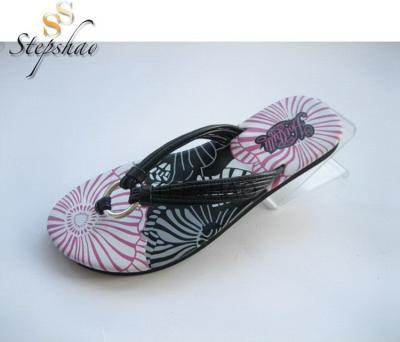 China Wholesales Popular Waterproof Waterproof Flat Sandals Cardboard Flowers Printed Flip Flops For Kids for sale