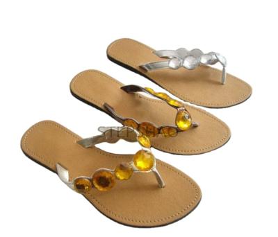 China 2021 New Summer Low Heel Sandals Breathable/Waterproof Flip Flops Anti-Slip Women Flat Rhinestone Sandals/Waterproof Casual Female Shoes for sale