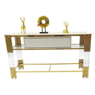 China Gold Modern Metal Table Living Room Luxury White Console Table for sale