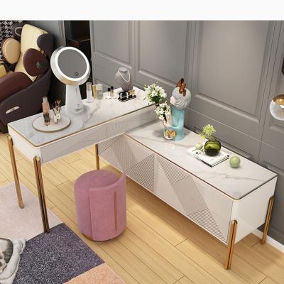 China With Lighting Mirror Woman Evening Bedroom Light Makeup Mirror Desk Storage Cabinet Set Modern Dressing Table for sale