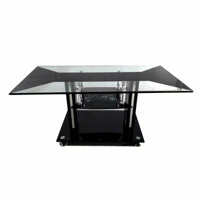 China DINING TABLE hot sale modern rectangular tempered glass top center dining tables coffee table living room for sale