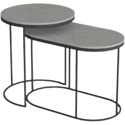 China Small stone marble foldable dish side view metal table coffee table with rock stone top tempered glass available for sale