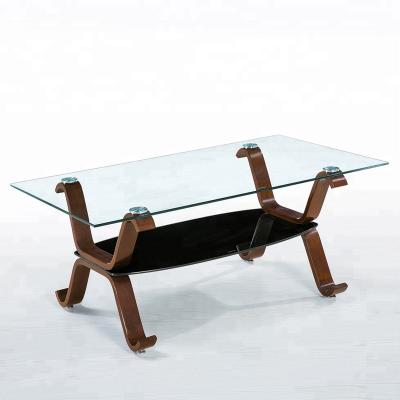 China Wholesale New Design Rectangle Center Living Room Coffee Table Two Exquisite Glass Table Layers for sale