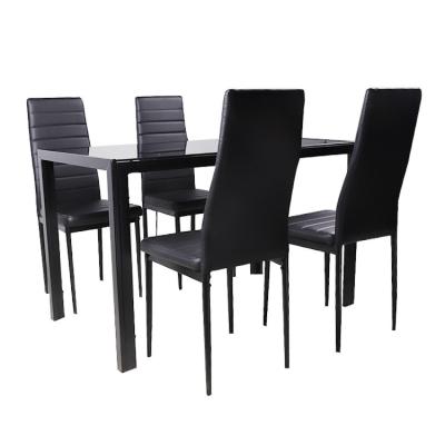 China Modern glass dining table set of 4 chairs modern dining room furniture restaurant fast delivery for sale