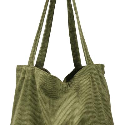 China Fashion Wholesale Custom Printed Eco Friendly canvas Corduroy bag With Corduroy Straps Handle large capacity tote bag shopping bag for sale