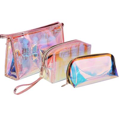 China Fashion Wholesale Custom Logo Waterproof Women's Makeup Travel Toiletry Cosmetic Zipper Bag Custom Logo Clear Pvc Cosmetic Bag Set Pouch for sale