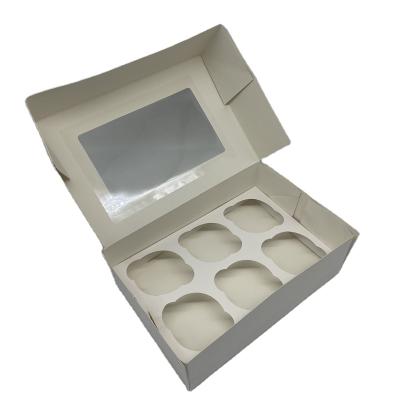 China Recycled Clear Window Mini Cake Kraft Paper Box Materials Roll Package Cupcake Box for sale