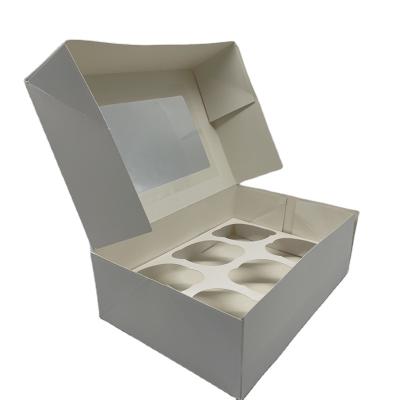 China Recycled Clear Window Mini Cake Kraft Paper Box Materials Roll Package Cupcake Box for sale