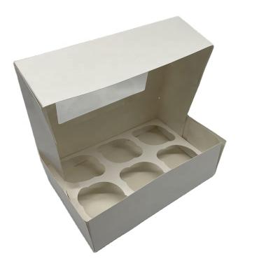 China Recycled Clear Window Mini Cake Kraft Paper Box Materials Roll Package Cupcake Box for sale