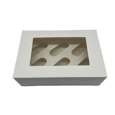 China Recycled Clear Window Mini Cake Kraft Paper Box Materials Roll Package Cupcake Box for sale