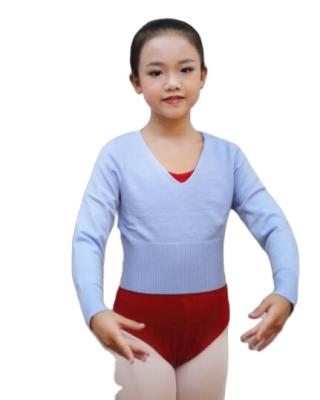 China 2021 Friendly Elasticity Skin Texture Skin Sleeve Pull Tops Long On Dancewear Ballet Sweater Crop Dance Tops for sale