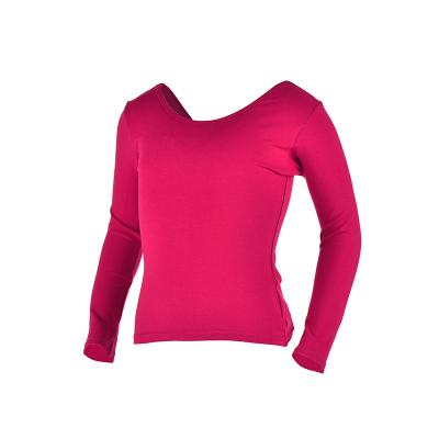 China High Elasticity Texture Skin Friendly Top Made In China Children's Round Neck Long Sleeve (Neck Side) Flat Ballet Dance Wear For Girls for sale