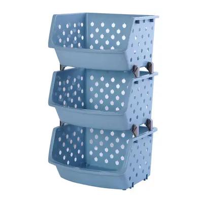 China Sustainable Multi-Layer Household Plastic Stackable Sundries Placement Basket With Wheels for sale