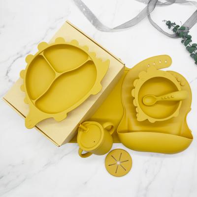 China Sustainable Wholesale BPA Free Baby Feeding Set Silicone Suction Kids Dishes And Bowls for sale