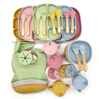 China Wholesale Best BPA Free Silicone Waterproof Customized Baby Bibs Set Baby Feeding for sale