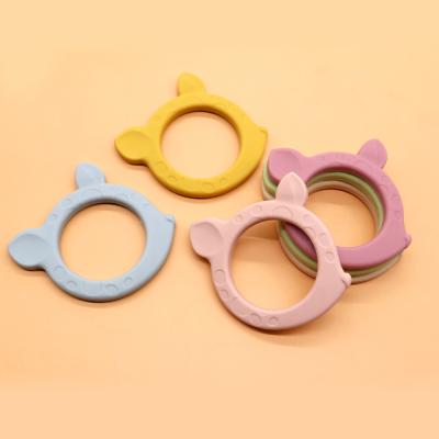 China Wholesale Non-Toxic Cute Organic Natural Natural Baby Toys Teething Silicone Teether Ring for sale