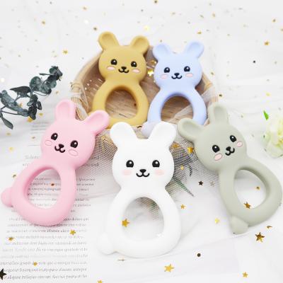 China Toy Factory Hot Sale Soft BPA Free Food Grade Silicone Baby Teether Rabbit for sale