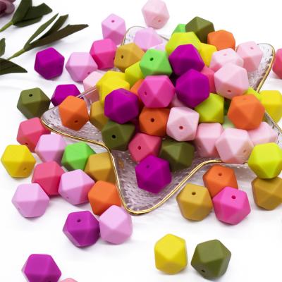 China 100% Non-Toxic Silicone Baby Hexagon Loose Beads Teething Soft Non-Toxic Chewable Food Grade Necklace Wholesale for sale