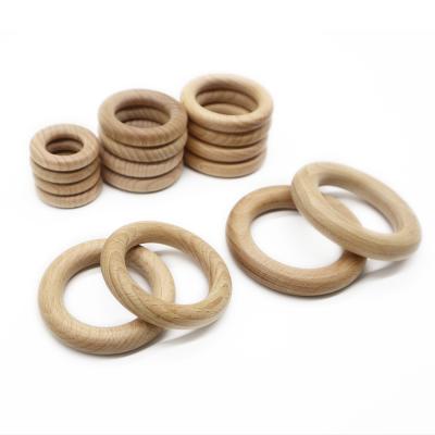 China High Quality Natural Circle Craft Food Grade Organic Baby Teething Beech Wooden Ring Toy for sale