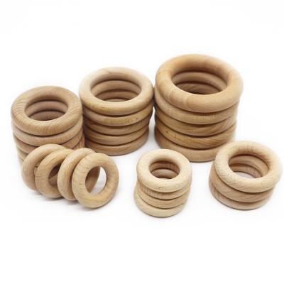 China Food Grade Ring Craft Toy Organic Chewable Teether Natural Beech Wood Baby Teething Circle for sale