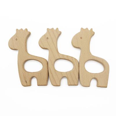 China Factory Hotsale Soft Natural Soft Beech Animal Shape Wooden Baby Teether for sale