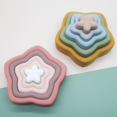 China New Non-Toxic Soft Early Educational BPA Free Teething Silicone Blocks Stacking Toys for sale