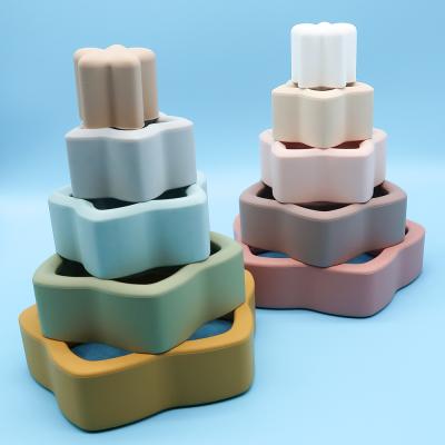 China Factory New BPA Free Colored Teether Montessori Non-Toxic Stacking Silicone Toys for sale