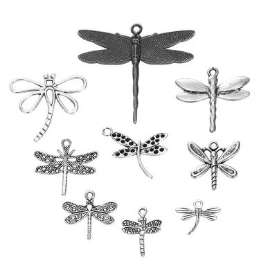 China Tibetan Silver Vintage Alloy Insect Charm Dragonfly Charm Pendants For Bracelet Necklace Earrings Making for sale