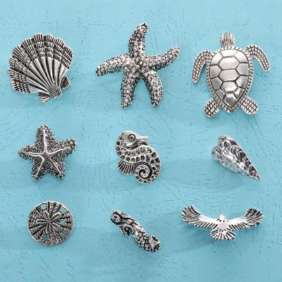 China Fashion Vintage Sea Theme Charm Dangle Antique Silver Starfish Shell Sea Turtle Charm for Necklace Bracelet Earring Making for sale