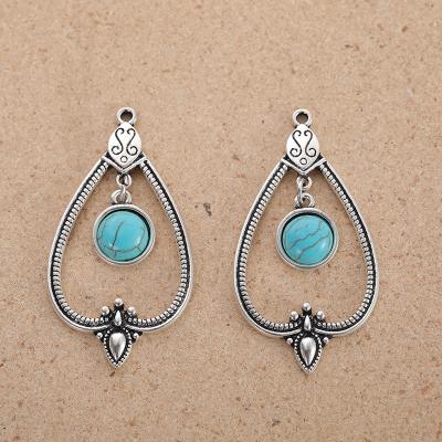 China Vintage E-Co Friendly Turquoise Charm Palace Style Waterdrop Turquoise Ethnic Dangle Earrings For Women for sale