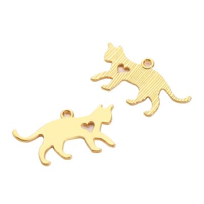 China Environmental Friendly Wholesale Cute Gold Plated Animals Cat Charms Diy Pendants For Bracelet Necklace Pendant for sale