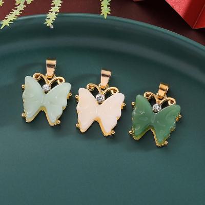 China Natural Environmental Friendly Green Jade Butterfly Gourd Laughing Buddha Pendant Charm Cute For Necklace Jewelry Making for sale