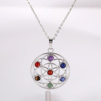 China High Quality Natural Seven Stone Environmentally Friendly Meditate Boho Rhinestone Chakra Yoga Pendant Necklace for sale