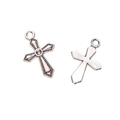 China Environmental Friendly Vintage Tibetan Silver Cross Alloy Design Cavity Charm Pendant For Necklace Bracelet Making for sale