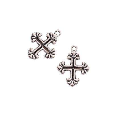 China Vintage Tibetan Silver Cross Charm Jesus Cross Charm Religious Pendant For Necklace Jewelry Making for sale