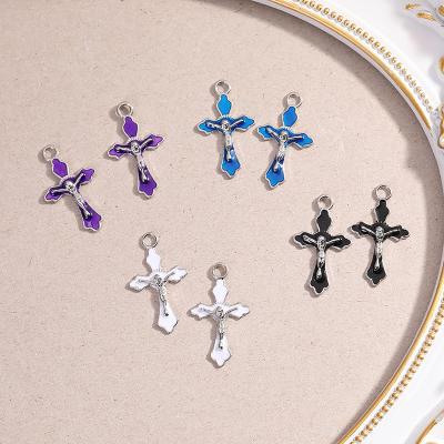 China Religious Enamel Jesus Cross Charm Pendant Fashion Alloy Charm Pendant Wholesale Environmentally Friendly For Jewelry Making for sale