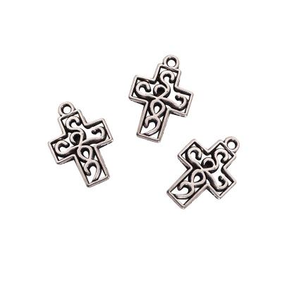 China Tibetan Silver Cross Charm Vintage Antique Silver Cross Religion Faith Pendant For Necklace Bracelet Jewelry Making for sale