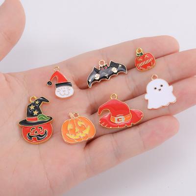 China E-Co Design Friendly Mixed Enamel Halloween Charms Alloy Pumpkin Bat Halloween Charms For Jewelry Making for sale