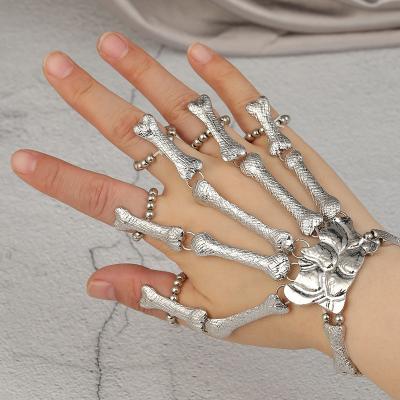 China Halloween Props Style Texture Environmental Friendly Hot Selling Punk Exaggerated Skeleton Finger For Bracelet Jewelry for sale