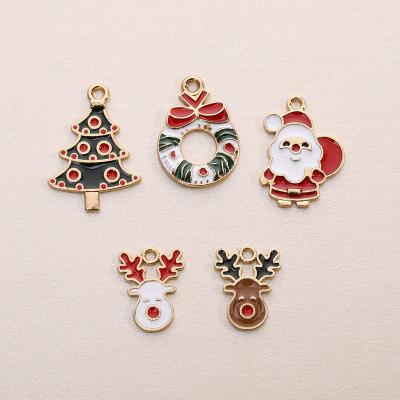 China E-Co Friendly Wholesale Christmas Series Enamel Charms Mix Designs Christmas Tree Charm Pendant For Jewelry Making for sale