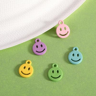 China Other Small Colorful Spray Painted Alloy Smiling Face Pendant Charm For Making Necklace Bracelet Earrings for sale