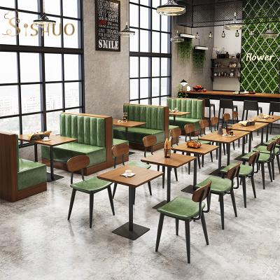 China Cafe Shop Restaurant Furniture Set Modern Custom Booth Seating Dining Table And Chairs for sale