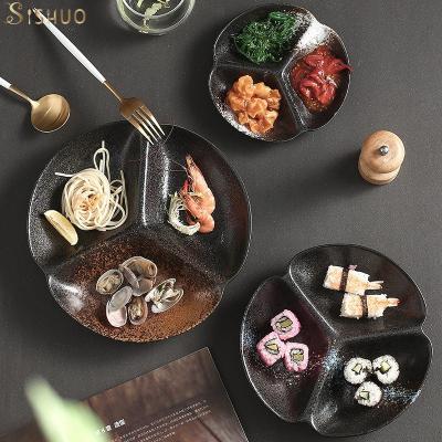 China Sustainable Hospitality Supplies Porcelain Dish Divide 3 Compartment Sushi Dishes And Dishes for sale