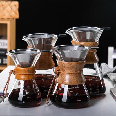 China Viable Different Capacity Hand Brewing Glass Coffee Pot With Coffee Dripper Pour Over Coffee Maker for sale