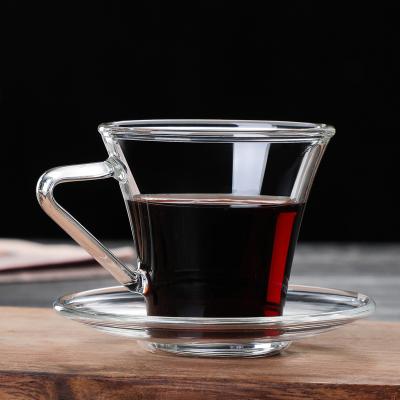 China Sustainable Cafe Supplies Restaurant Coffee Accessories Glass Custom Tea Cup for sale